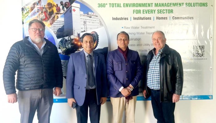 Douglas Cutter, Safic commercial director; Gourish Chakravorty, CEO of Ion Exchange Safic; Mahesh Kumar, Consul General of India (Johannesburg) and Eric Platt, Safic managing director.